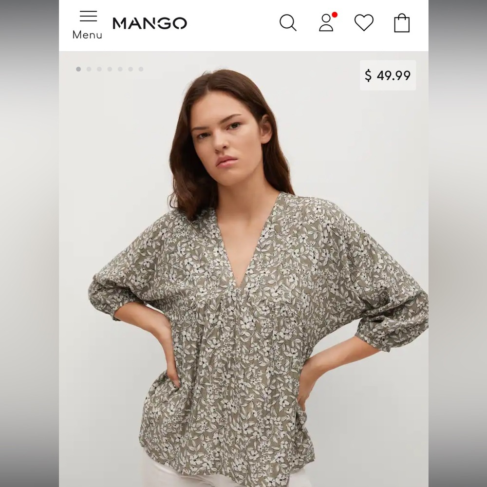 Mango Pleated Blouse